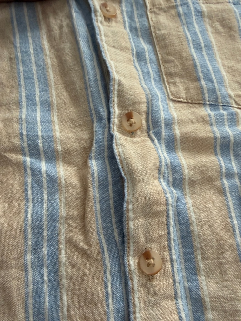 Hem Striped Short-Sleeve Button-Down Shirt - Blue & Tan boys size 6 - Picture 4 of 10
